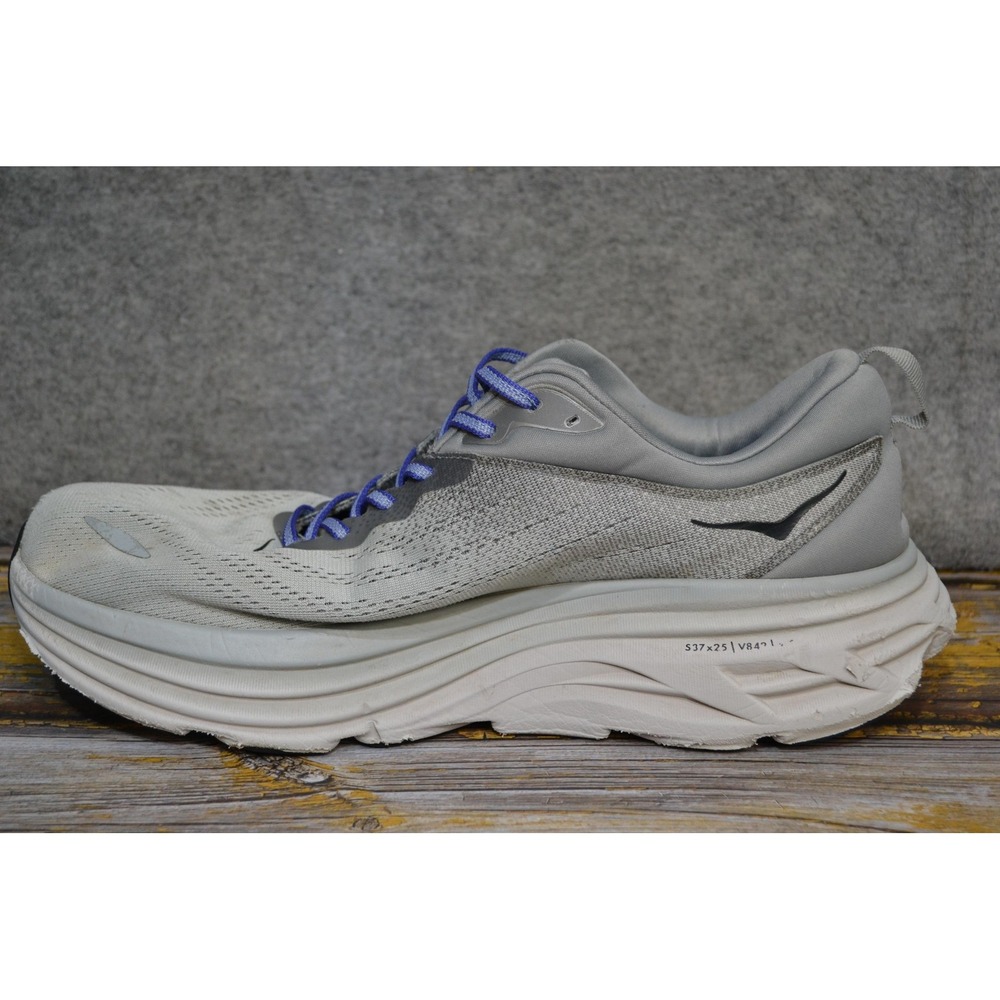 Hoka One One Bondi 8 Shoes Mens 13 2E Wide Gray Road Running Sneakers 1127953 - Picture 10 of 16